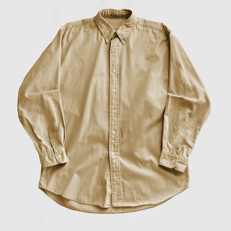 Heren Vintage Gewassen Katoenen Overhemd met Lange Mouwen