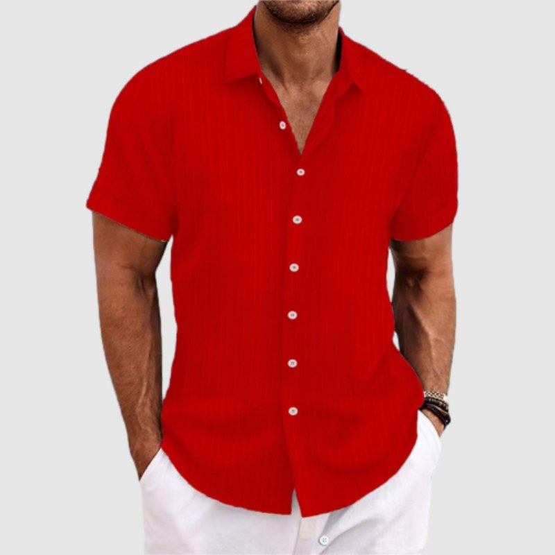 Heren Loose Fit Korte Mouwen Overhemd