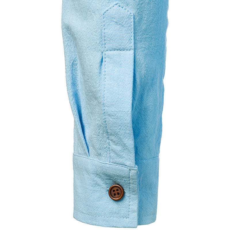 Heren Vintage Linnen Overhemd met Lange Mouwen
