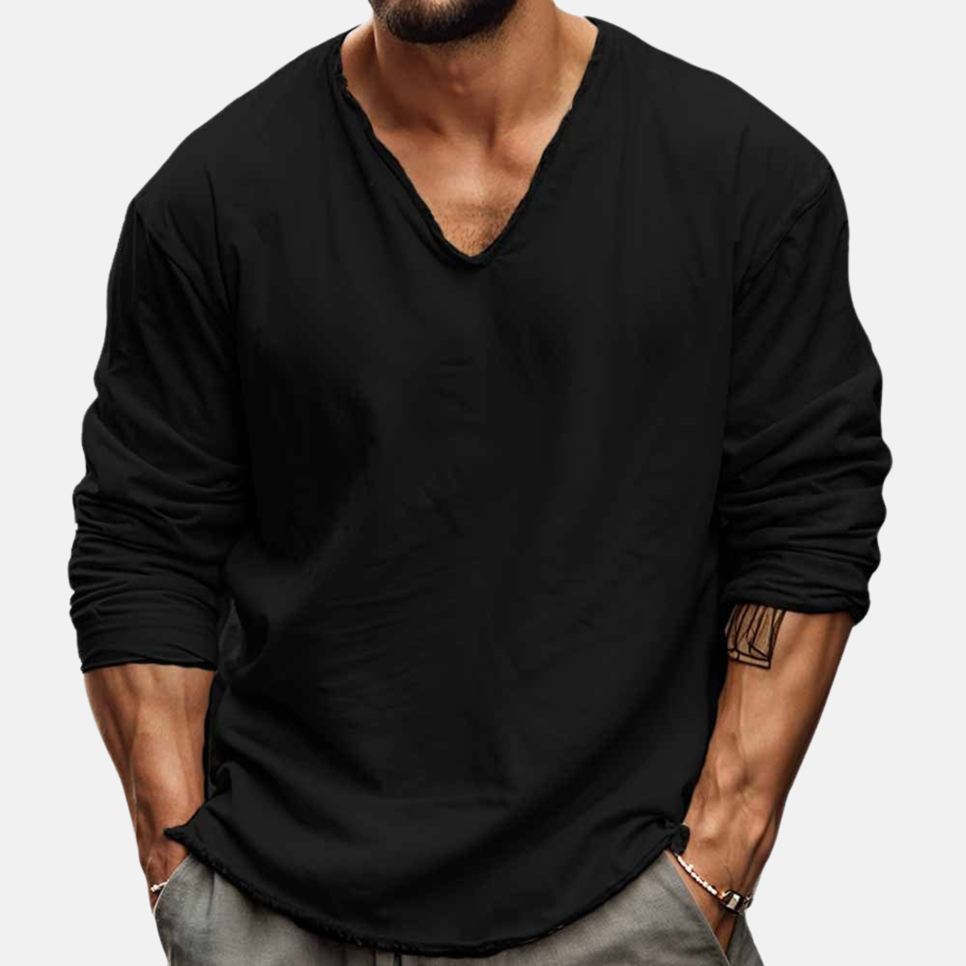 Cas | Lange Mouwen V-Hals T-Shirt