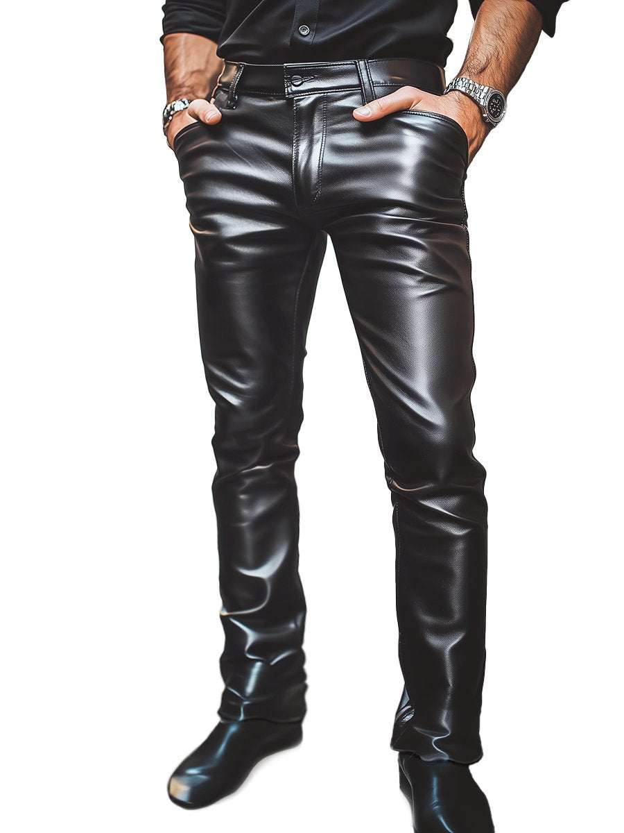 Stijlvolle Casual Effen Leren Broek