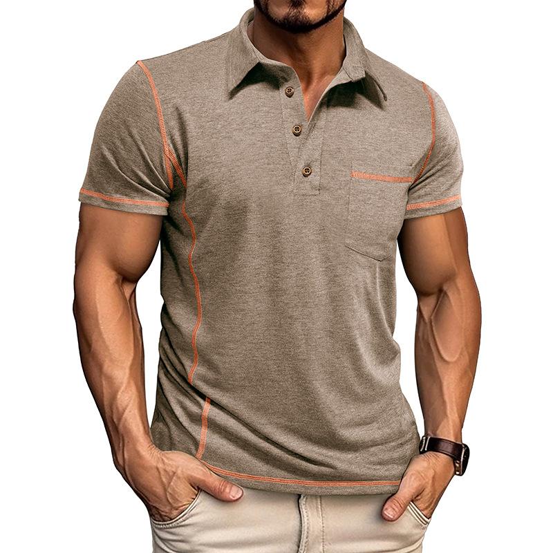 Heren Casual Contrast Lapel Slim Fit Korte Mouw Polo Shirt - Stijlvol & Comfortabel