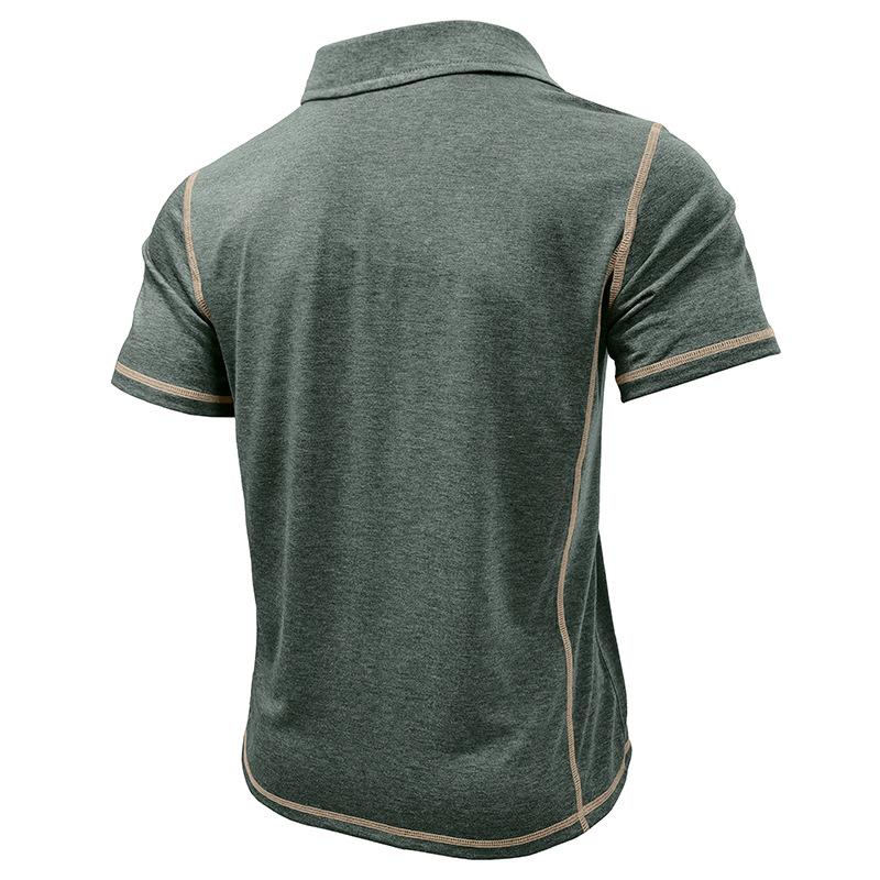 Heren Casual Contrast Lapel Slim Fit Korte Mouw Polo Shirt - Stijlvol & Comfortabel