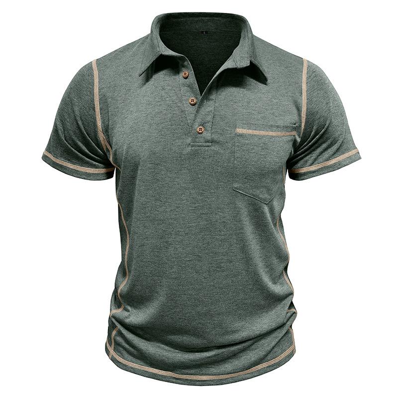 Heren Casual Contrast Lapel Slim Fit Korte Mouw Polo Shirt - Stijlvol & Comfortabel