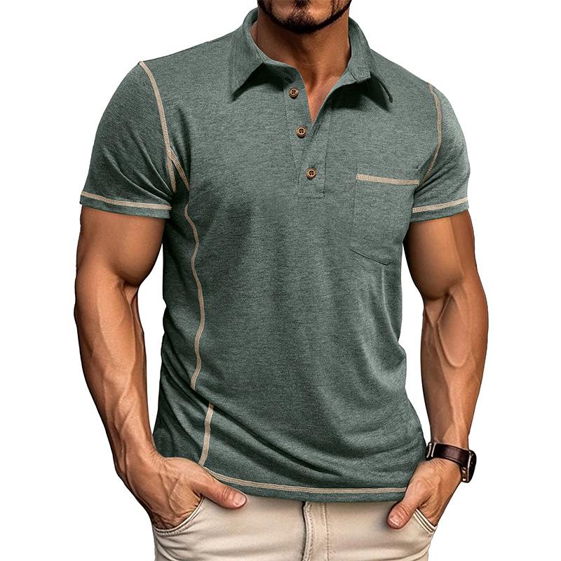 Heren Casual Contrast Lapel Slim Fit Korte Mouw Polo Shirt - Stijlvol & Comfortabel