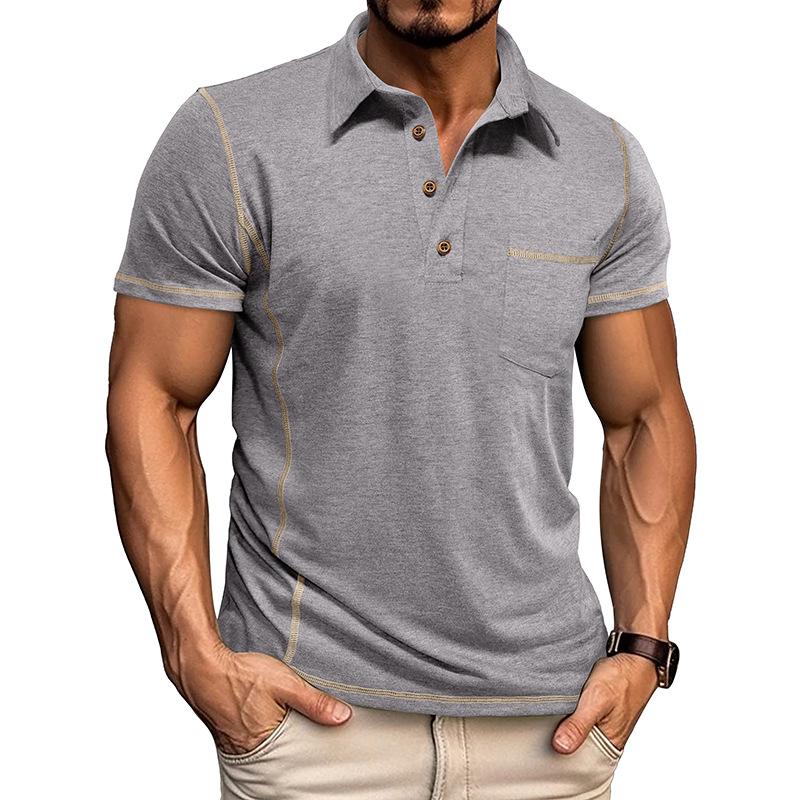 Heren Casual Contrast Lapel Slim Fit Korte Mouw Polo Shirt - Stijlvol & Comfortabel