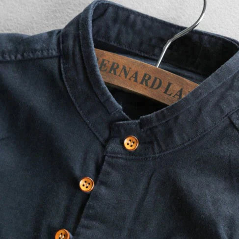 Bergbosch - Heren Slim Fit Overhemd met Opstaande Kraag
