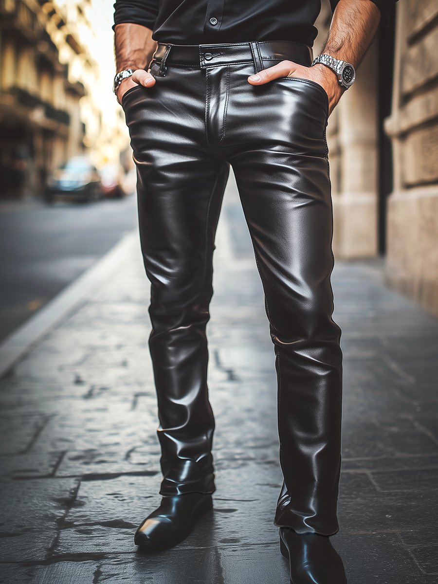 Stijlvolle Casual Effen Leren Broek