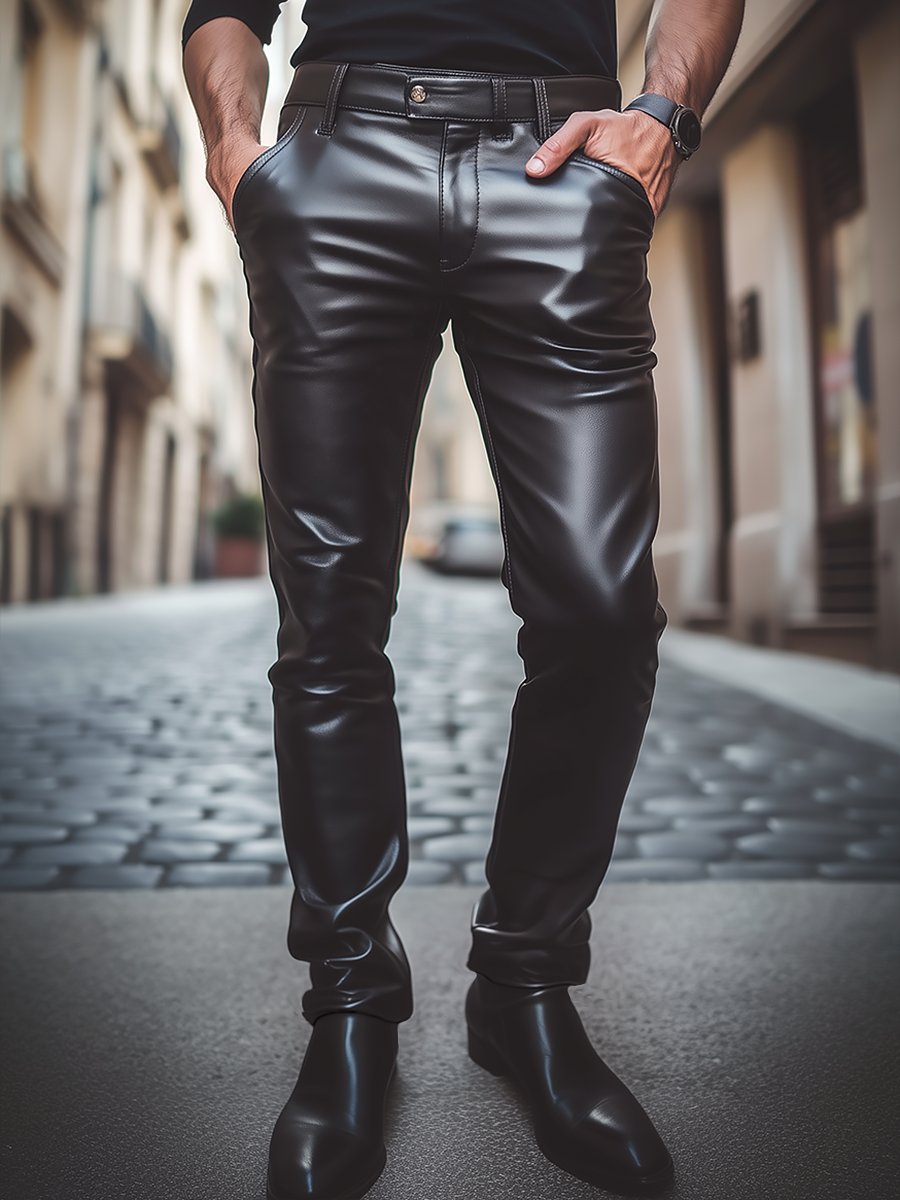 Stijlvolle Casual Effen Leren Broek