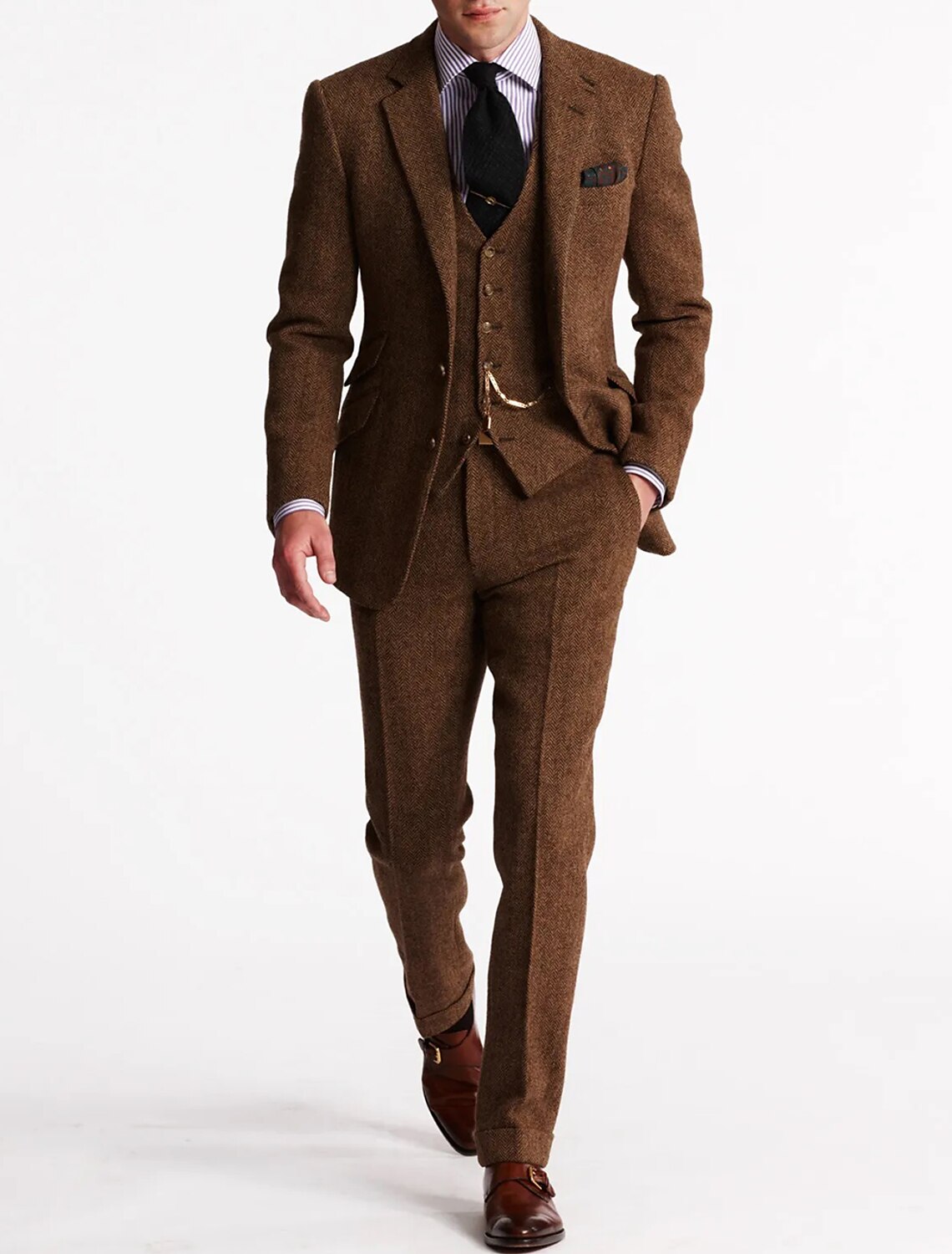 Tweed Smoking Herenpakken, Driedelig en Klassiek