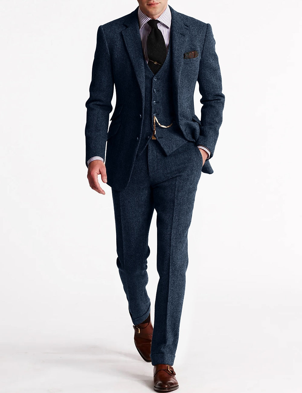 Tweed Smoking Herenpakken, Driedelig en Klassiek