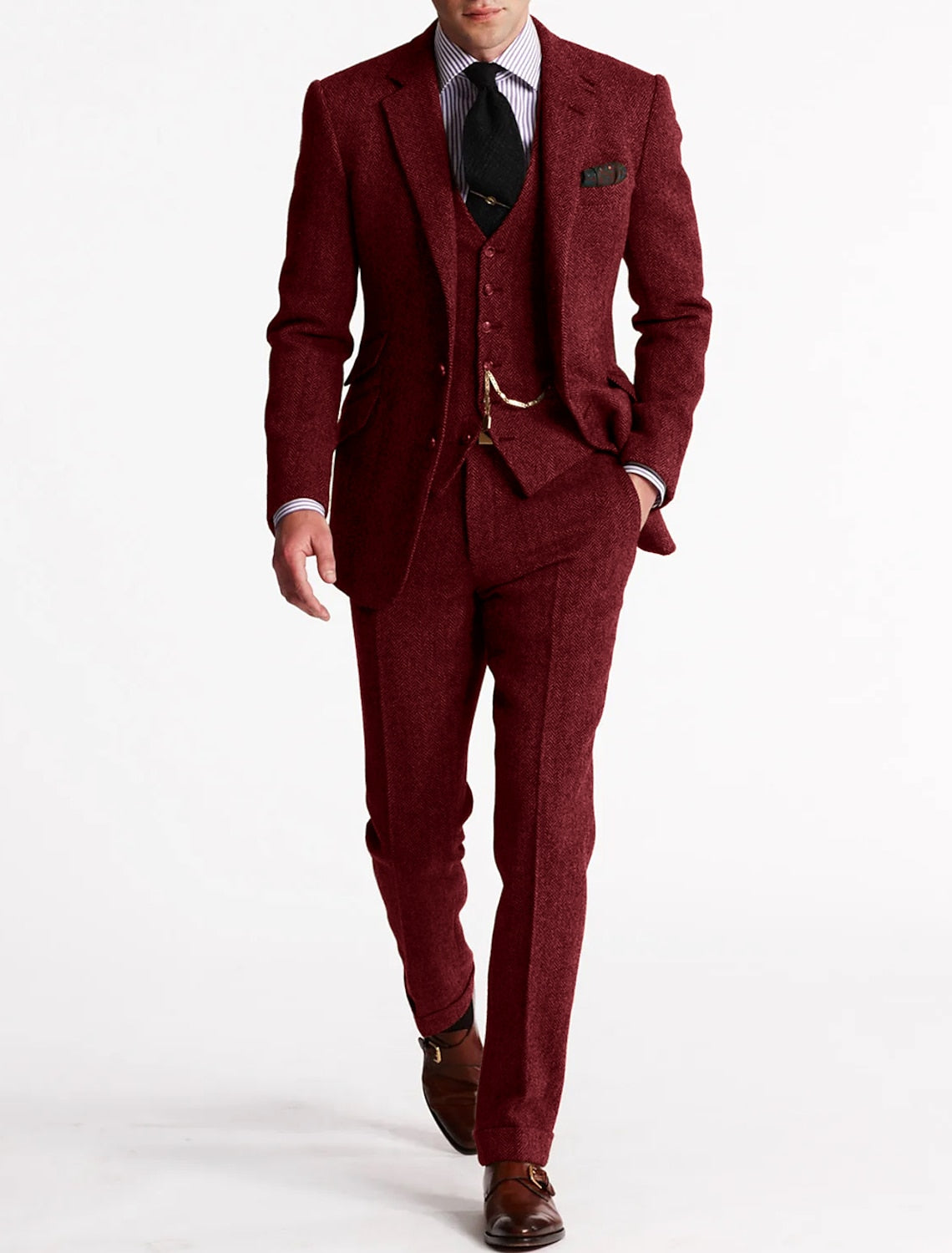 Tweed Smoking Herenpakken, Driedelig en Klassiek