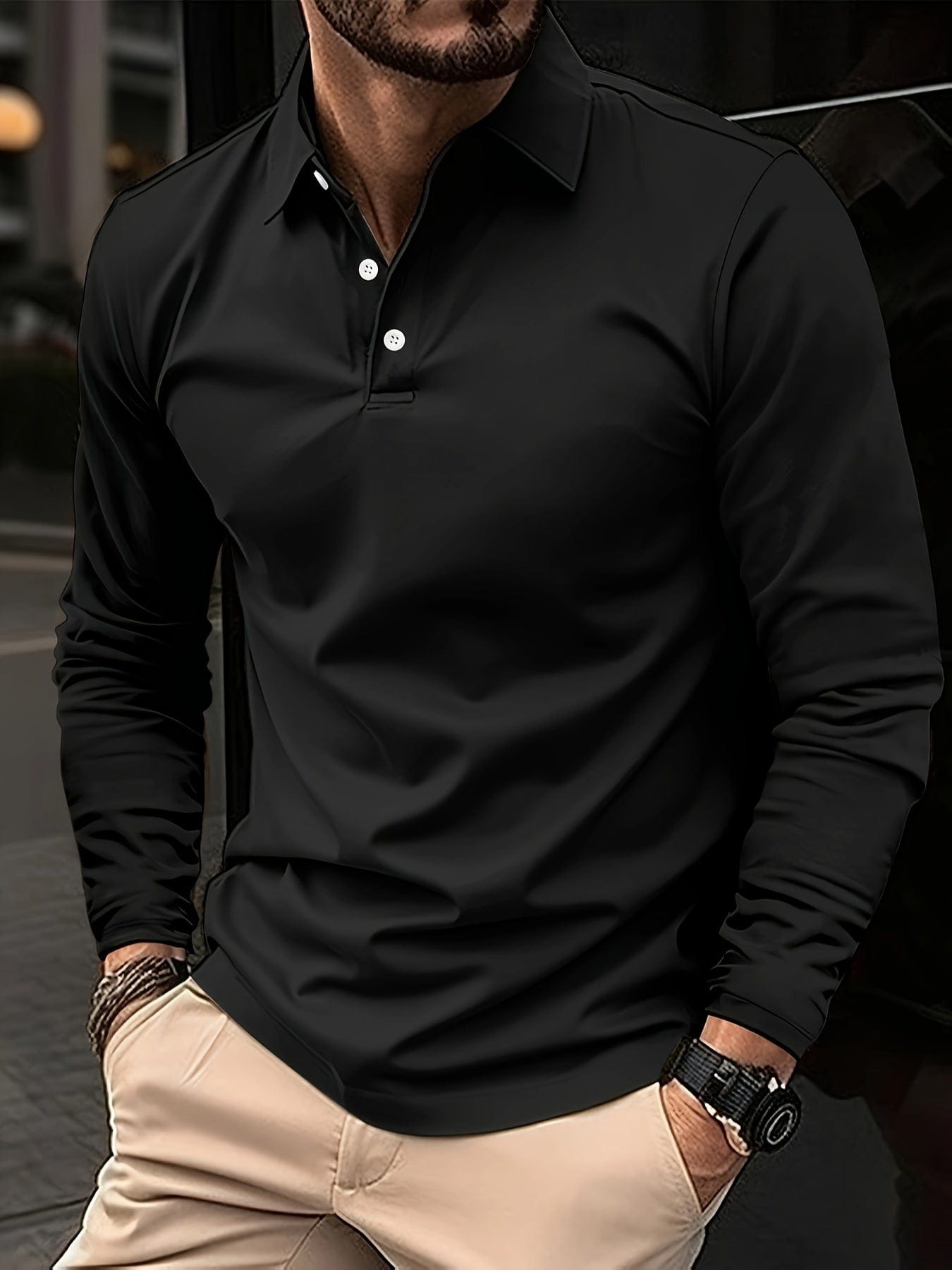 Heren Casual Polo met Lange Mouwen voor Comfort
