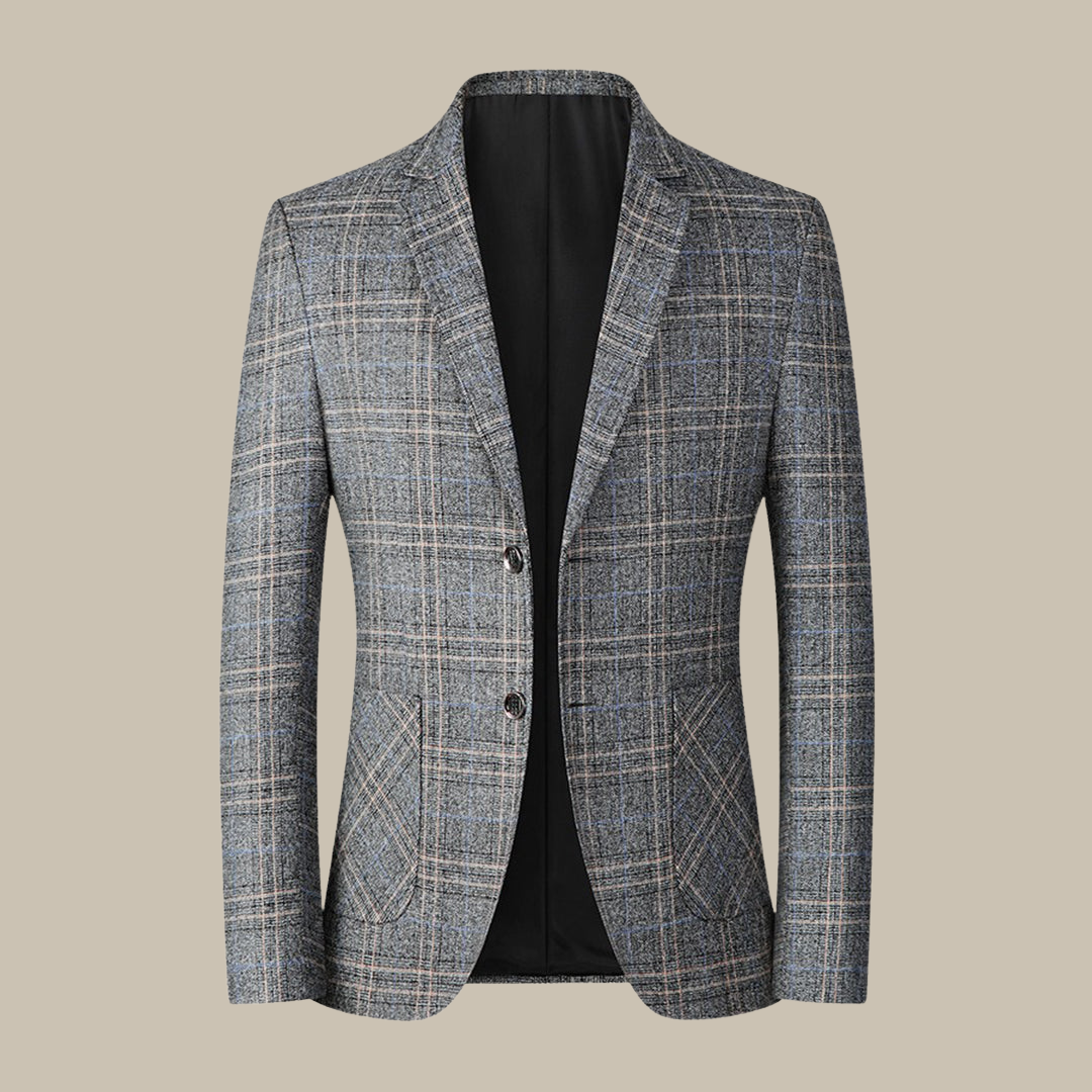 Tijdloze Geruite Vintage Blazer met Knoopsluiting voor Heren