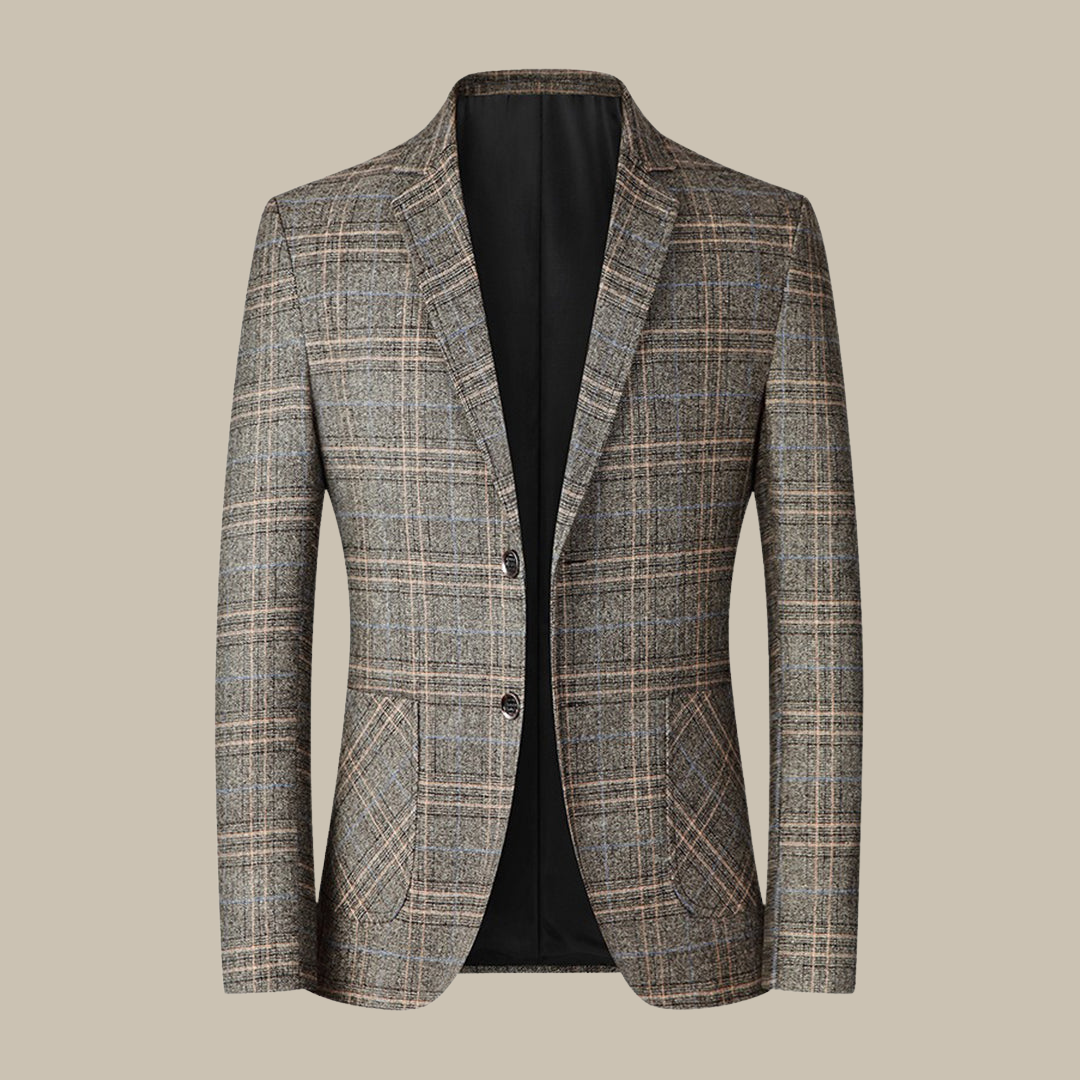 Tijdloze Geruite Vintage Blazer met Knoopsluiting voor Heren