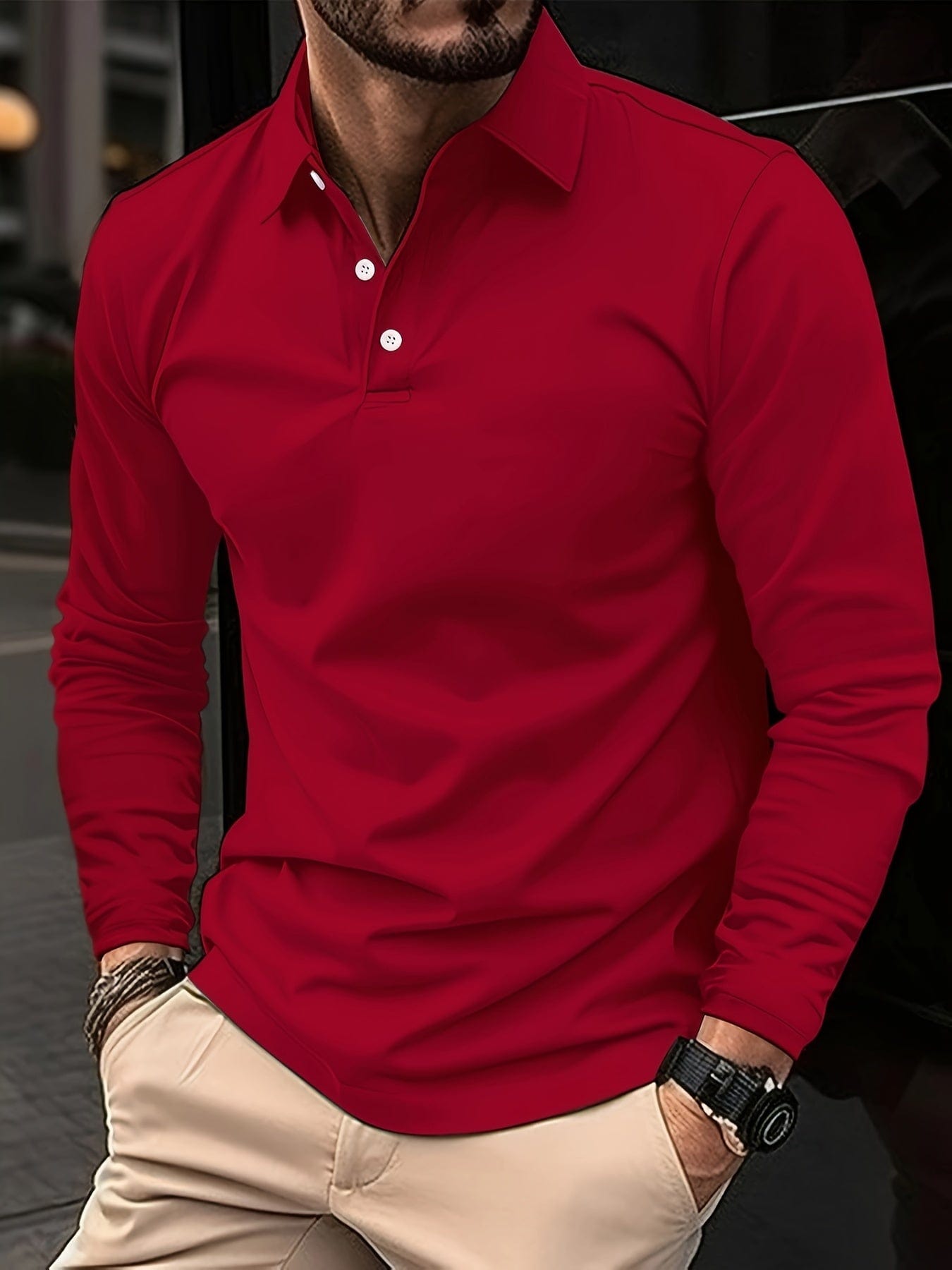 Heren Casual Polo met Lange Mouwen voor Comfort