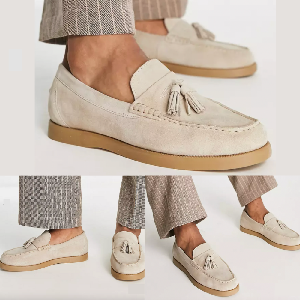Herenschoenen met Kwasten Slip-On Frosted Leer - Verfijnde Elegantie en Comfort