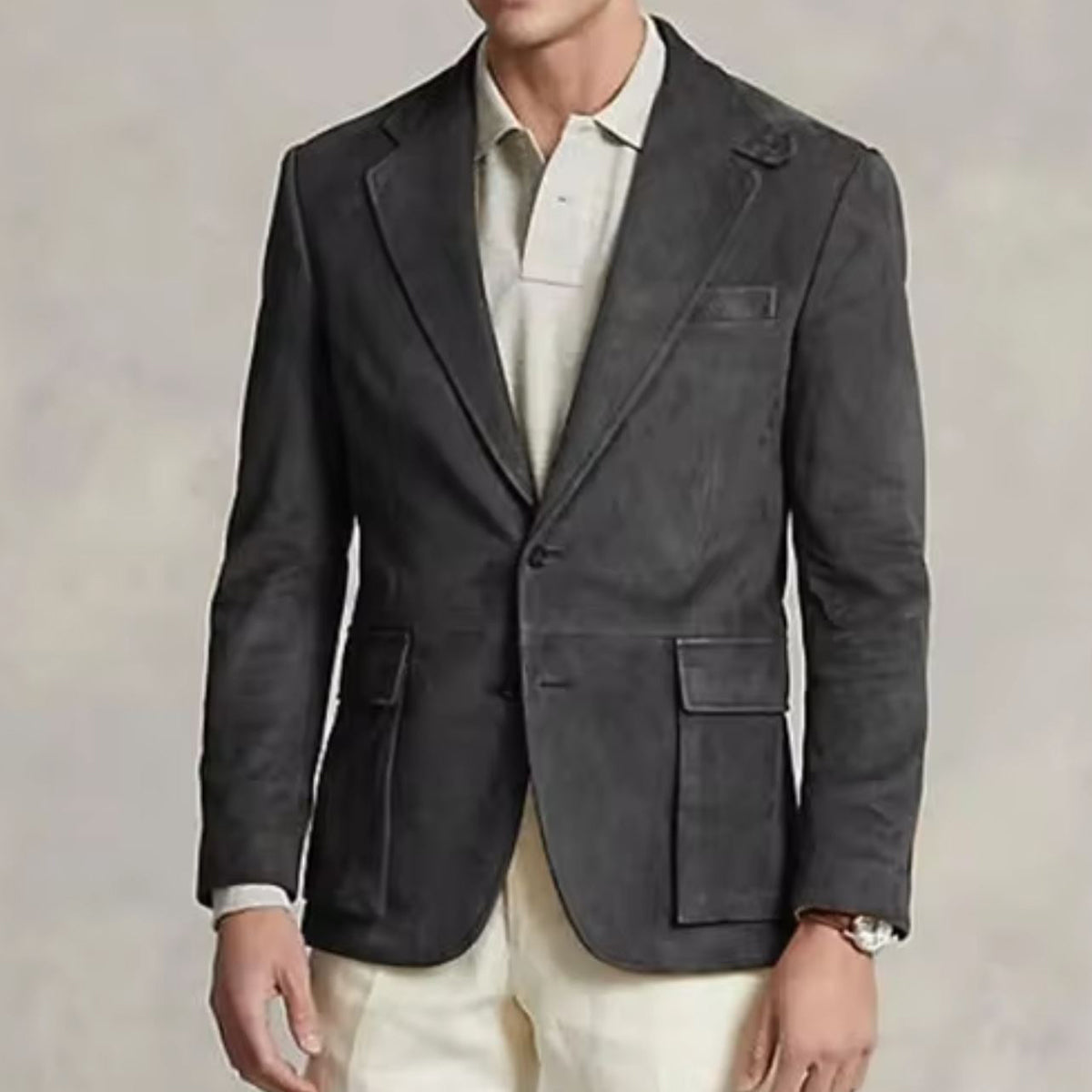 Heren Vintage Blazer met Opgestikte Zakken voor Stijl