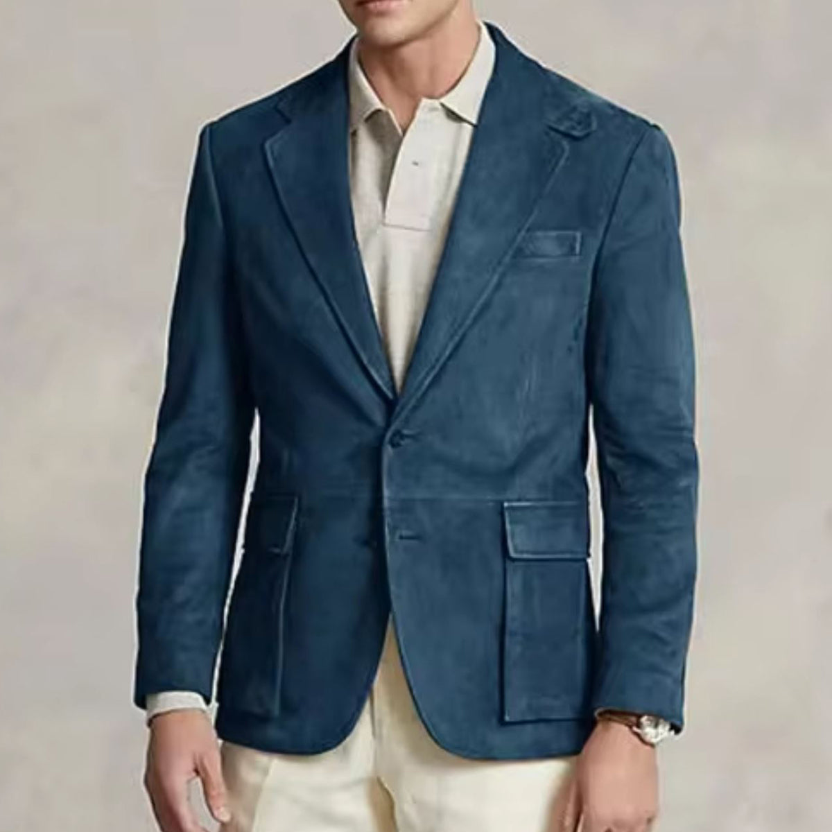 Heren Vintage Blazer met Opgestikte Zakken voor Stijl
