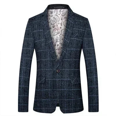 Stijlvol Slim-Fit Geruit Pak  – Enkele Knoop