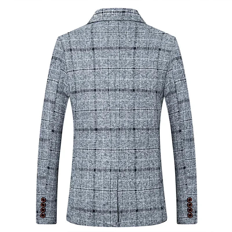 Stijlvol Slim-Fit Geruit Pak  – Enkele Knoop