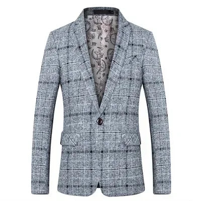 Stijlvol Slim-Fit Geruit Pak  – Enkele Knoop