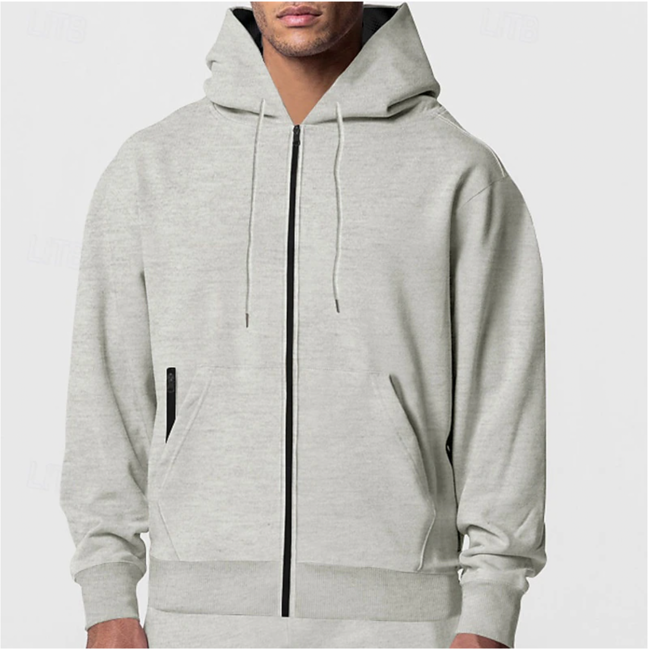 Casual Fleece Hoodie met Volledige Rits voor Comfort