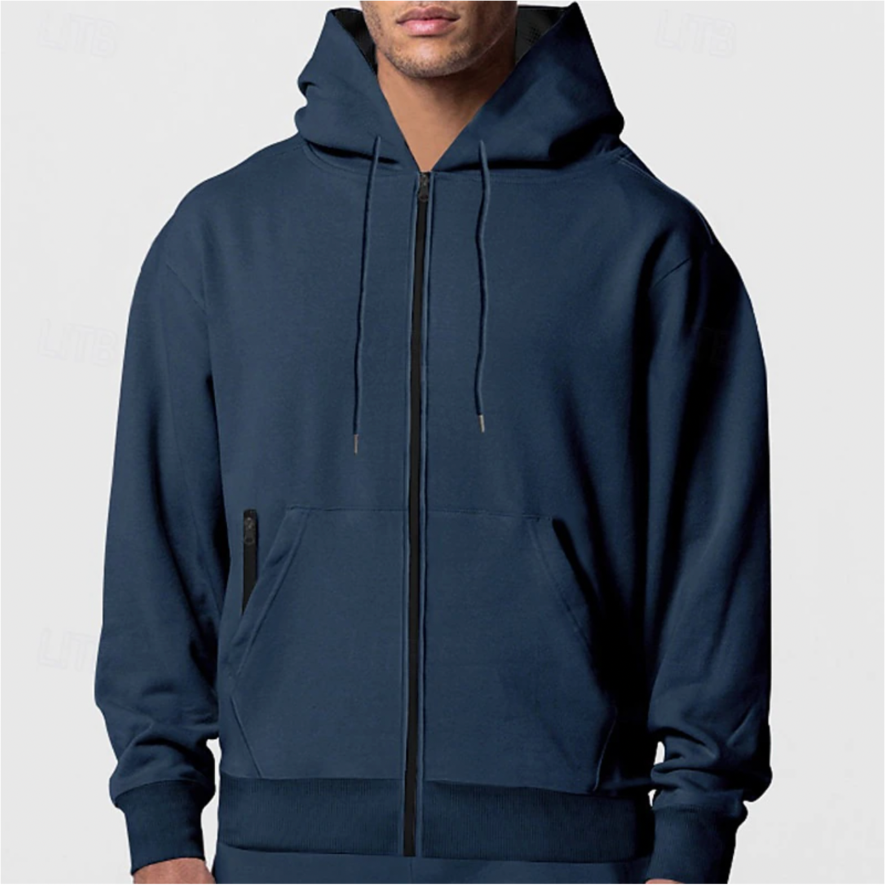 Casual Fleece Hoodie met Volledige Rits voor Comfort