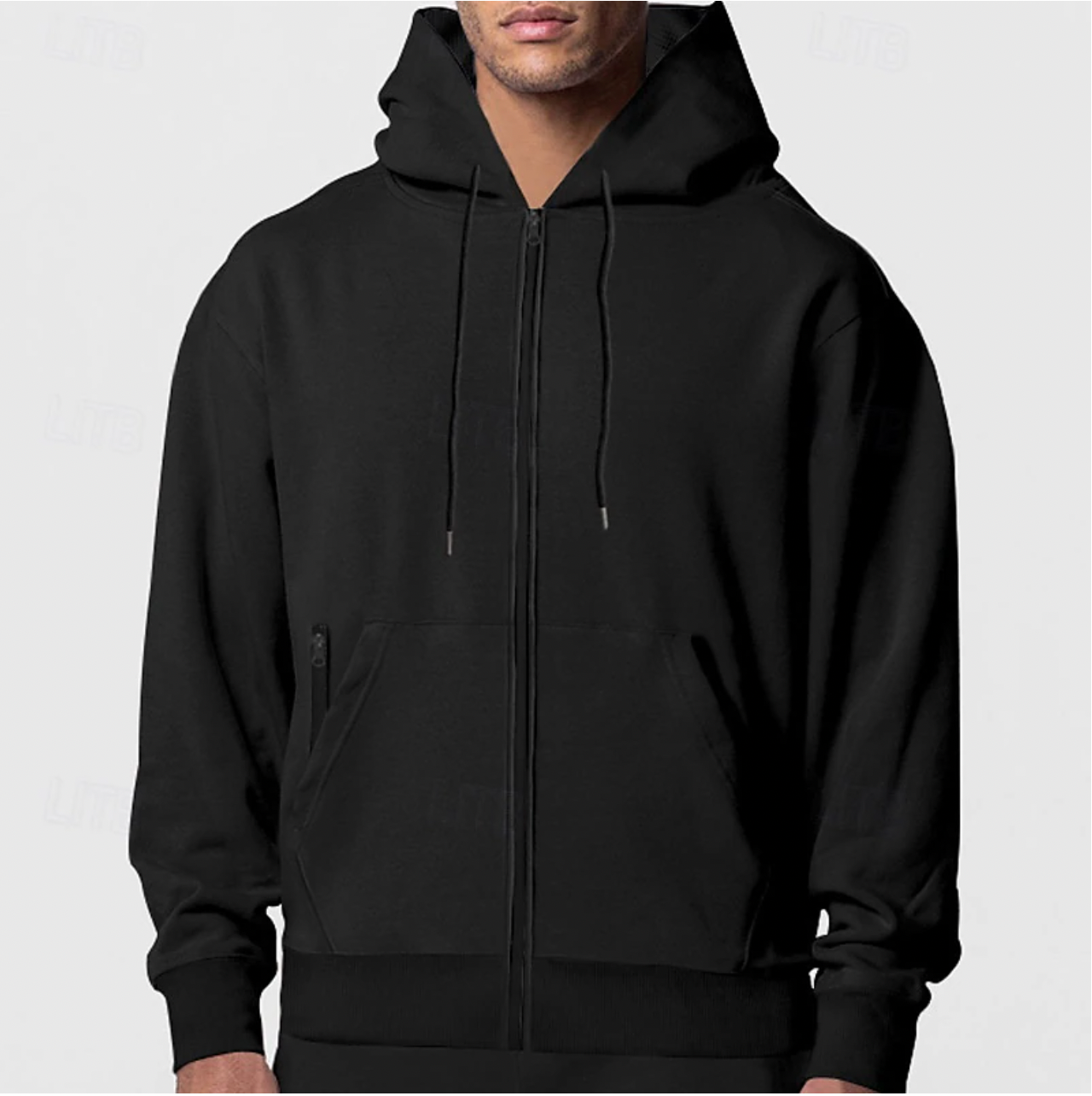 Casual Fleece Hoodie met Volledige Rits voor Comfort