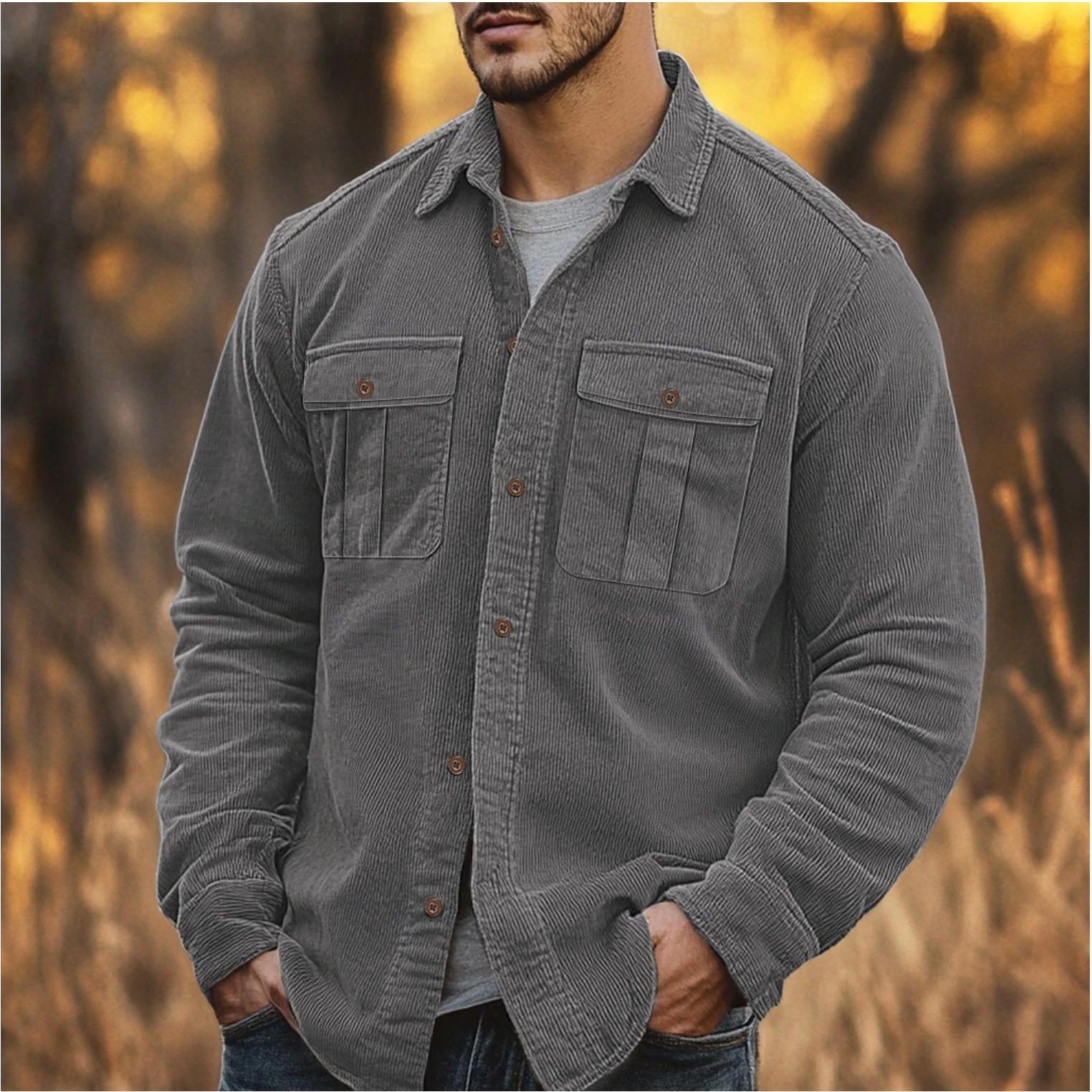 Stylish Corduroy Herenshirt voor Comfort en Flai