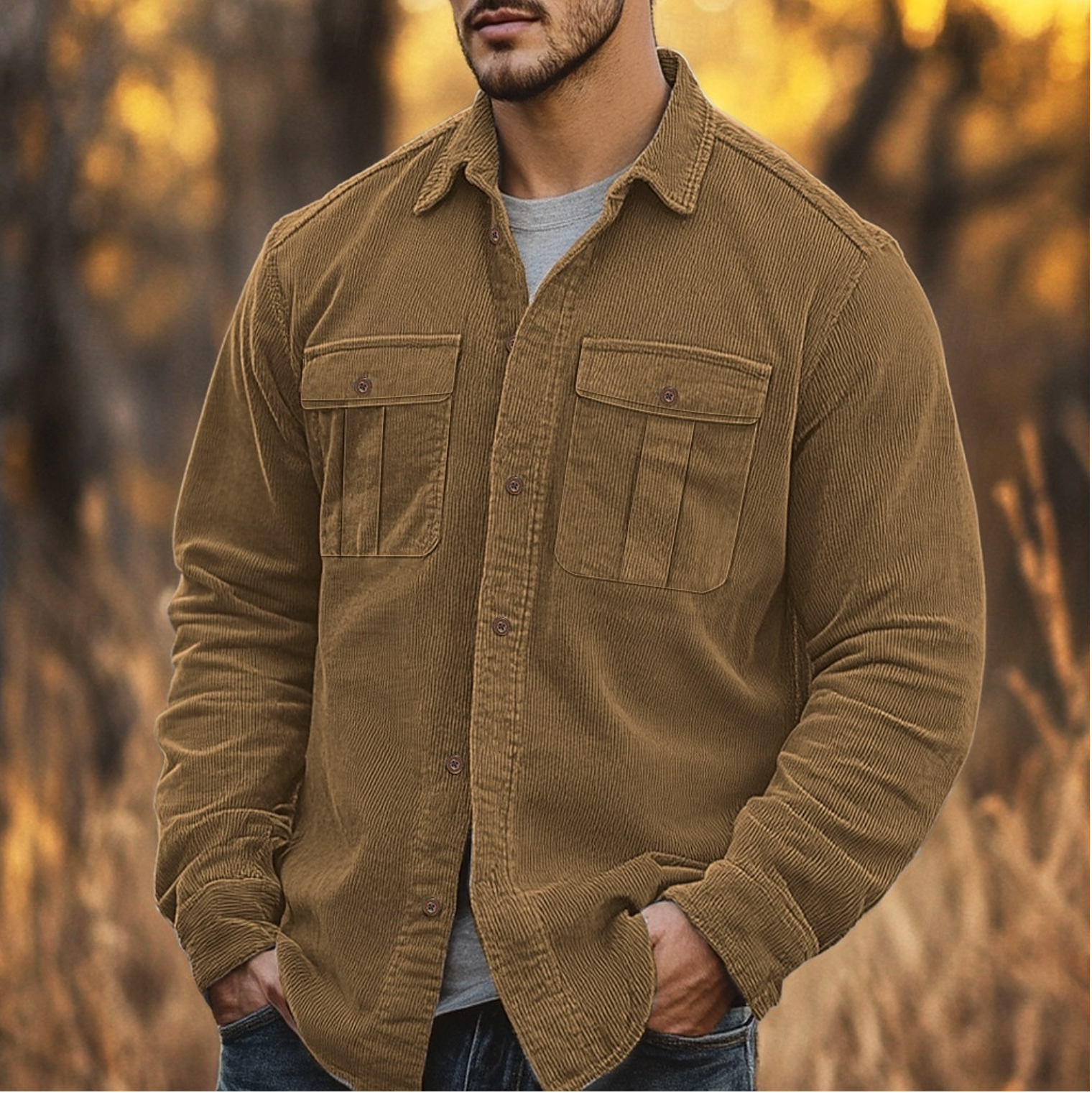 Stylish Corduroy Herenshirt voor Comfort en Flai