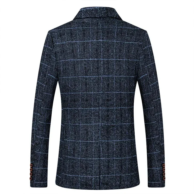 Stijlvol Slim-Fit Geruit Pak  – Enkele Knoop
