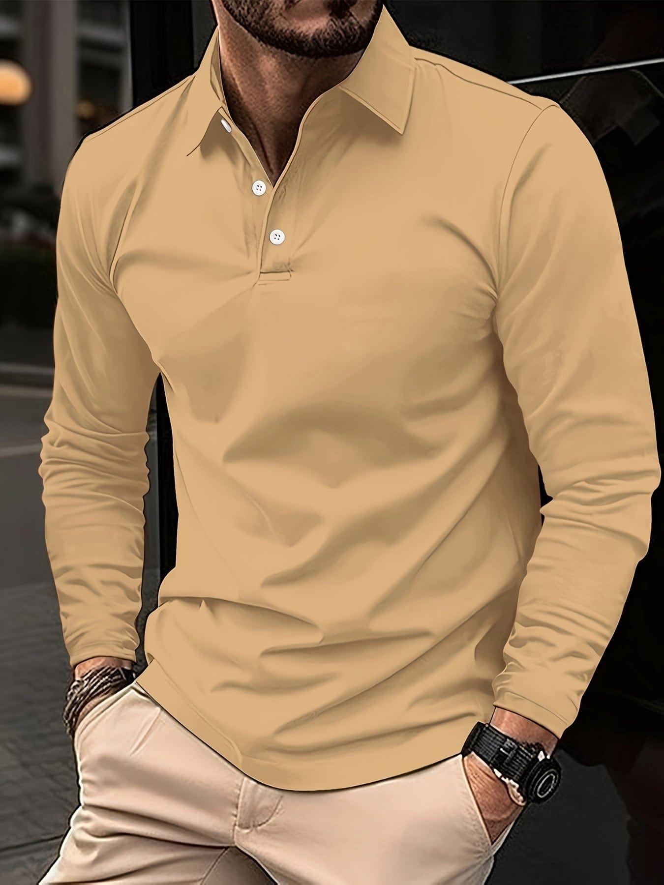 Heren Casual Polo met Lange Mouwen voor Comfort