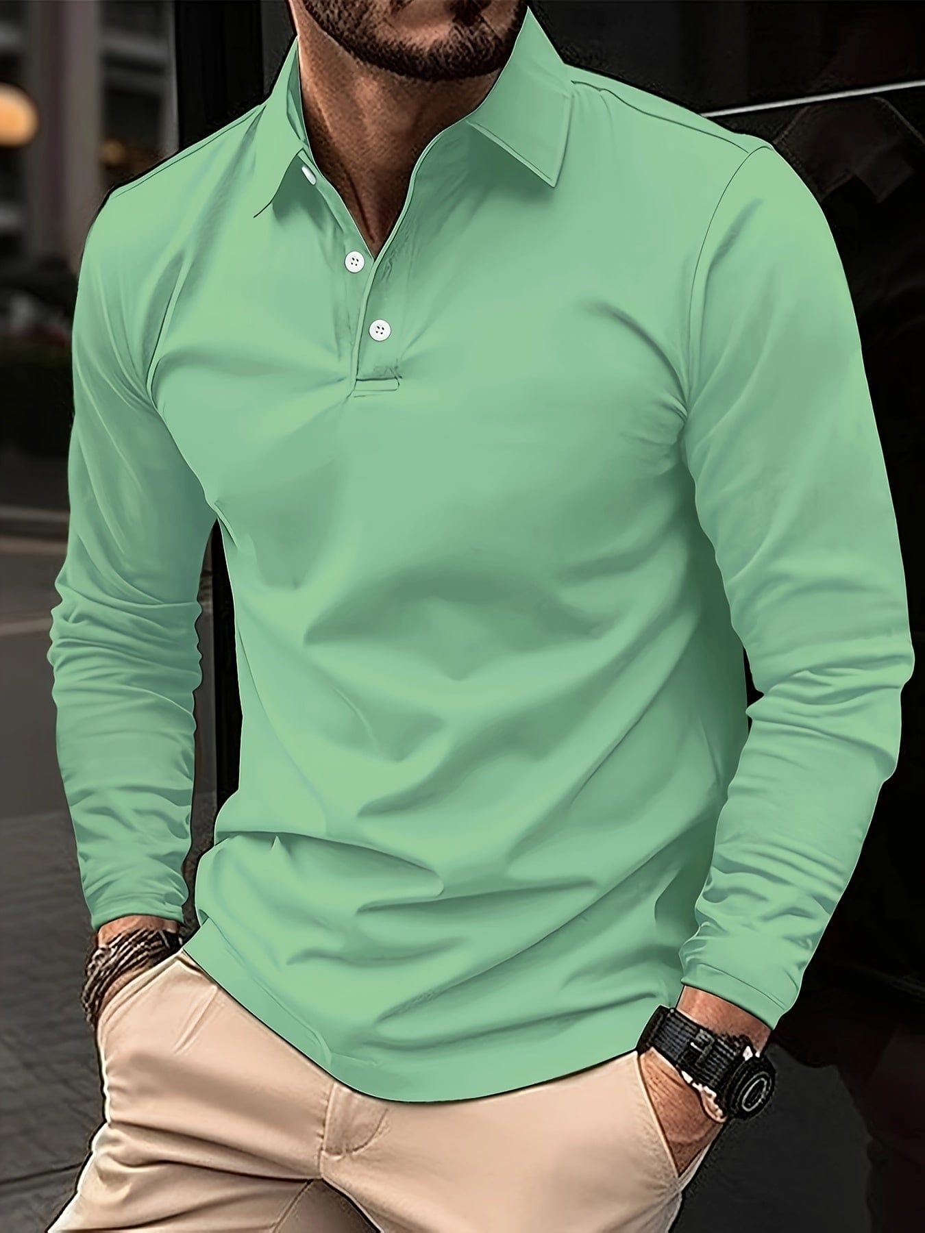 Heren Casual Polo met Lange Mouwen voor Comfort