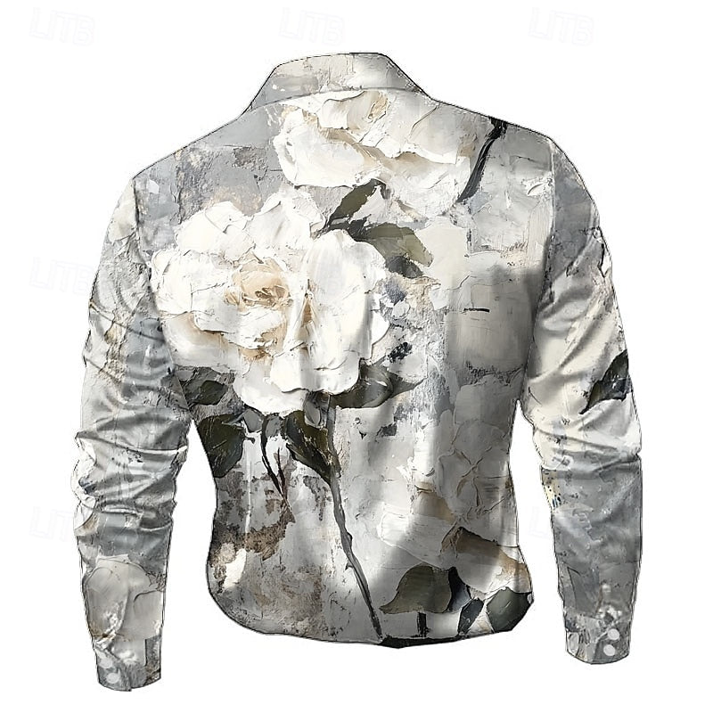 Satijnen Herenshirt met Bloemenprint
