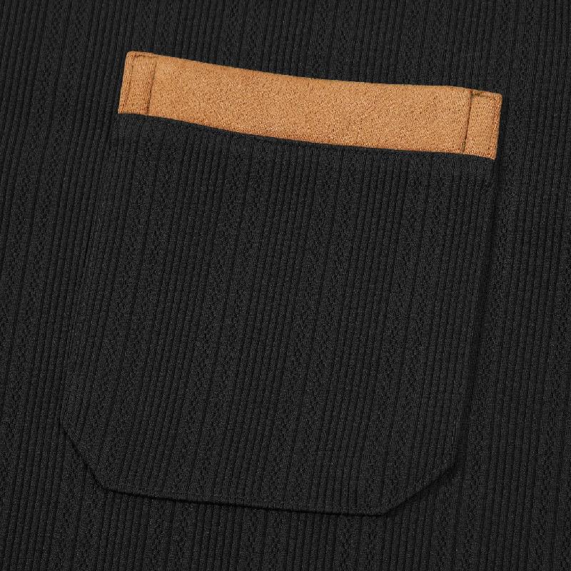 Herenpolo Met Gestreepte Jacquard Kraag En Lange Mouwen