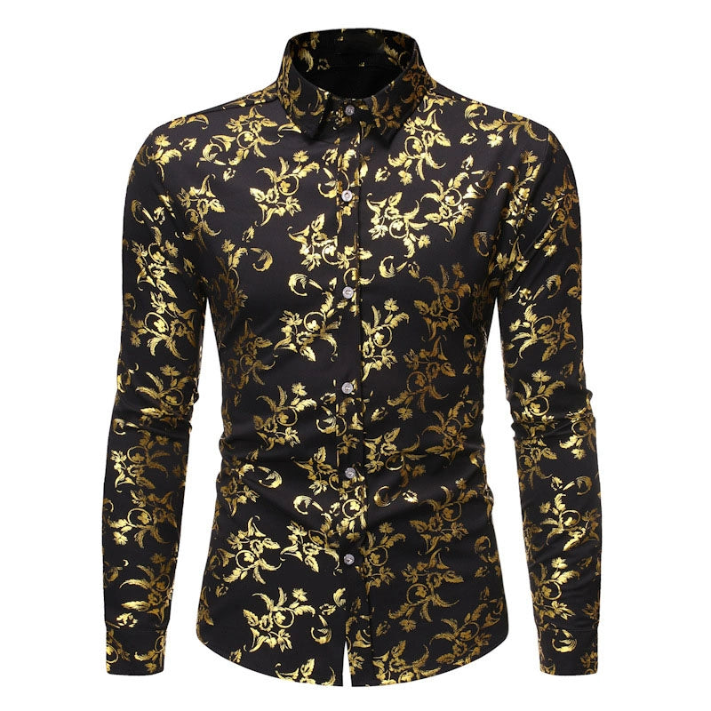 Bergbosch | Feestelijk overhemd met gouden print